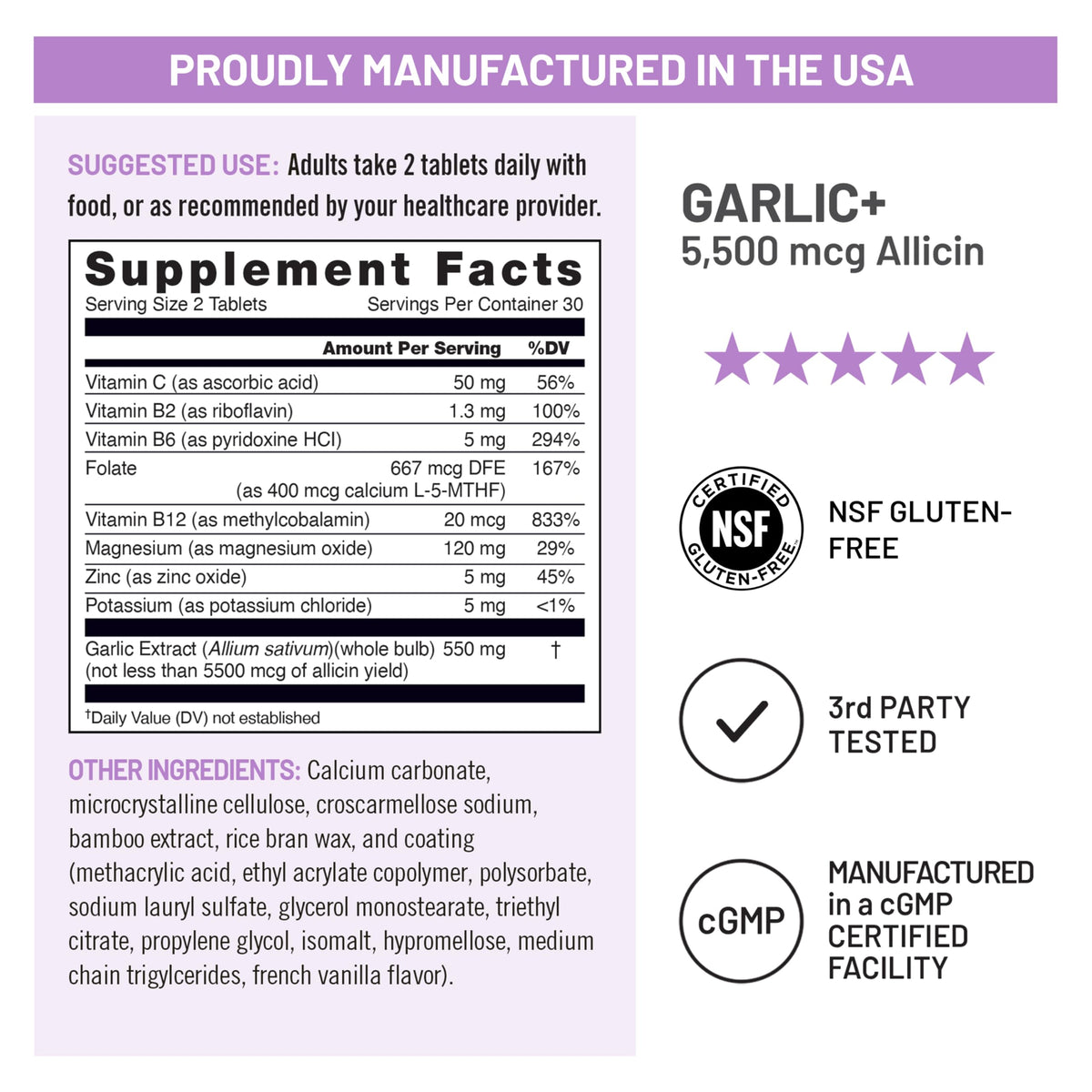 Garlic Extract 5,500 mcg Vegan Tablets 60 Count M907603