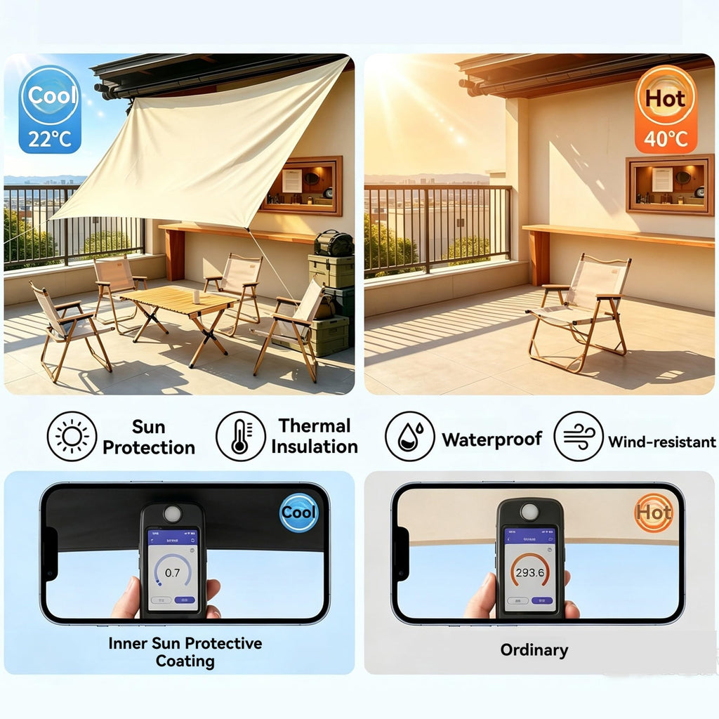 Waterproof Heavy-Duty Rectangle Sun Shade Sail with Rope J6839