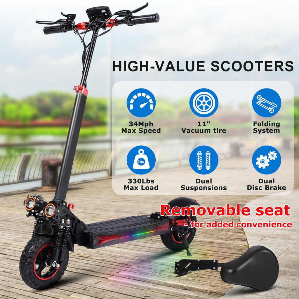 1200W 37 Mile Range 34MPH Foldable Electric Scooter with Seat Z278809