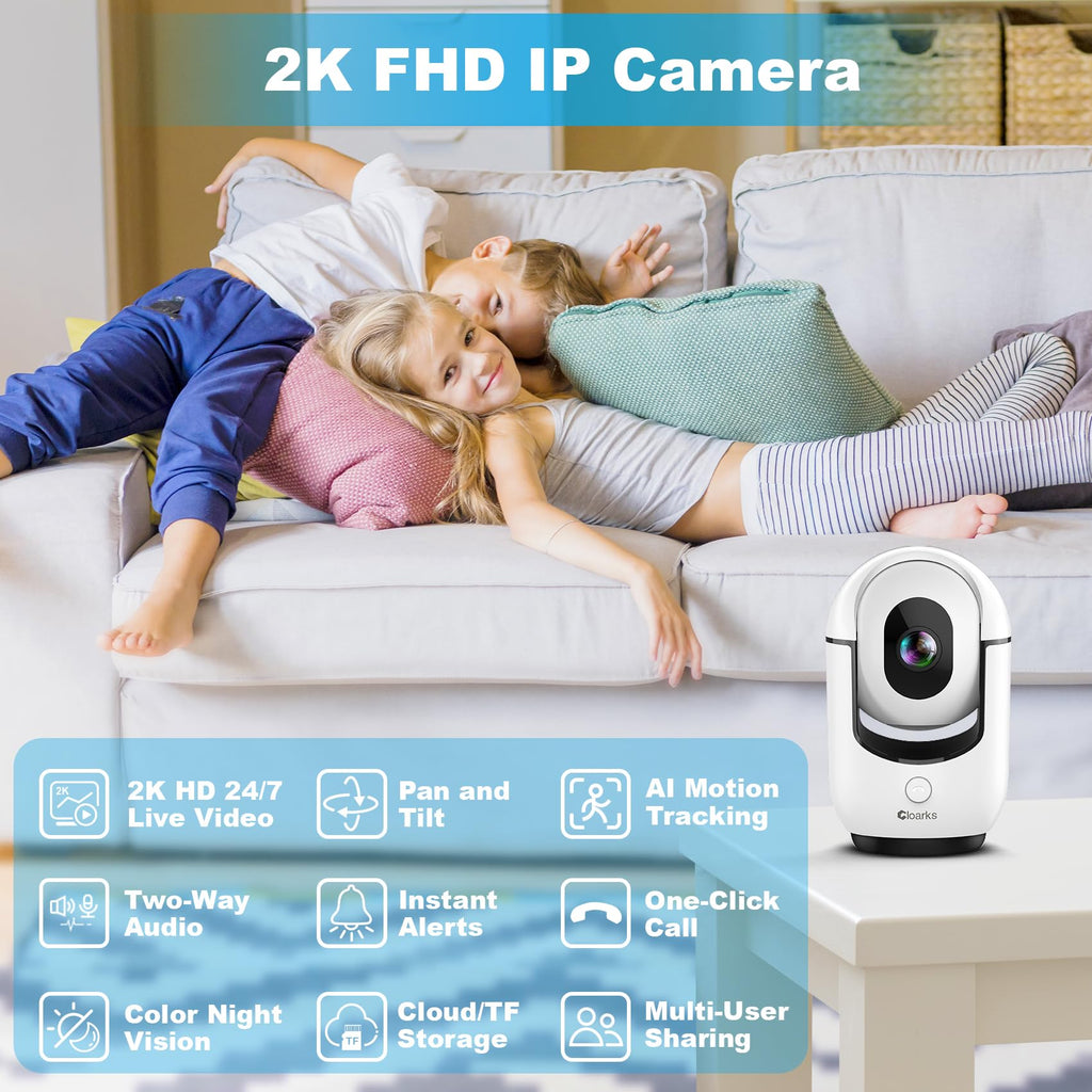 2K Pan/Tilt WiFi Indoor Security Camera with 2-Way Audio N148