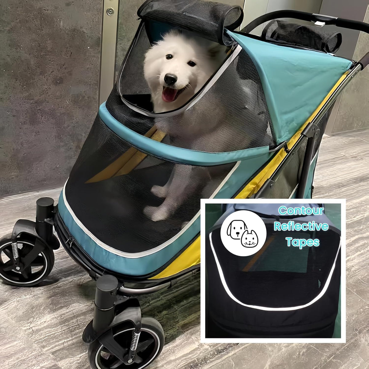 4 Wheel Foldable Dog Stroller with Mesh & Sunroof C506