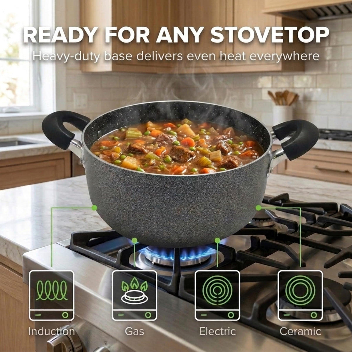 24QT Aluminum Sauce Pot with Glass Lid E85659