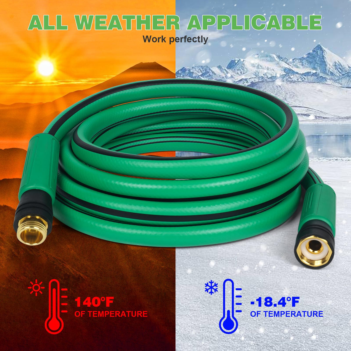 Heavy Duty 5/8 in x 100 FT Hybrid Rubber Garden Hose C92764
