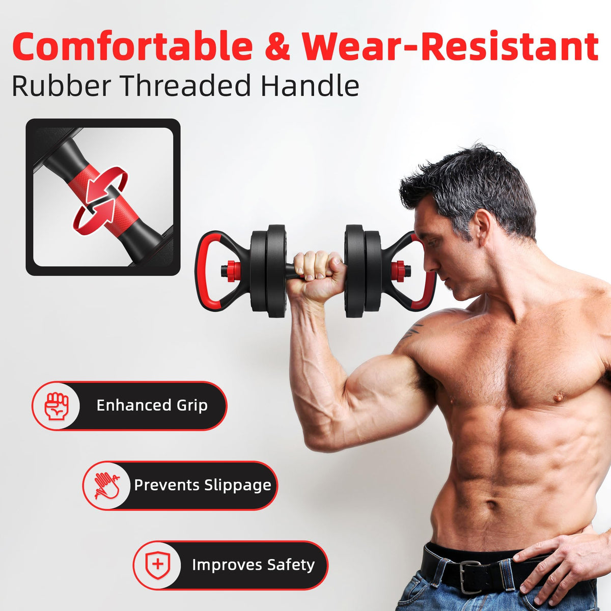 Adjustable 40/60LBS Dumbbell Barbell Kettlebell Set T1046