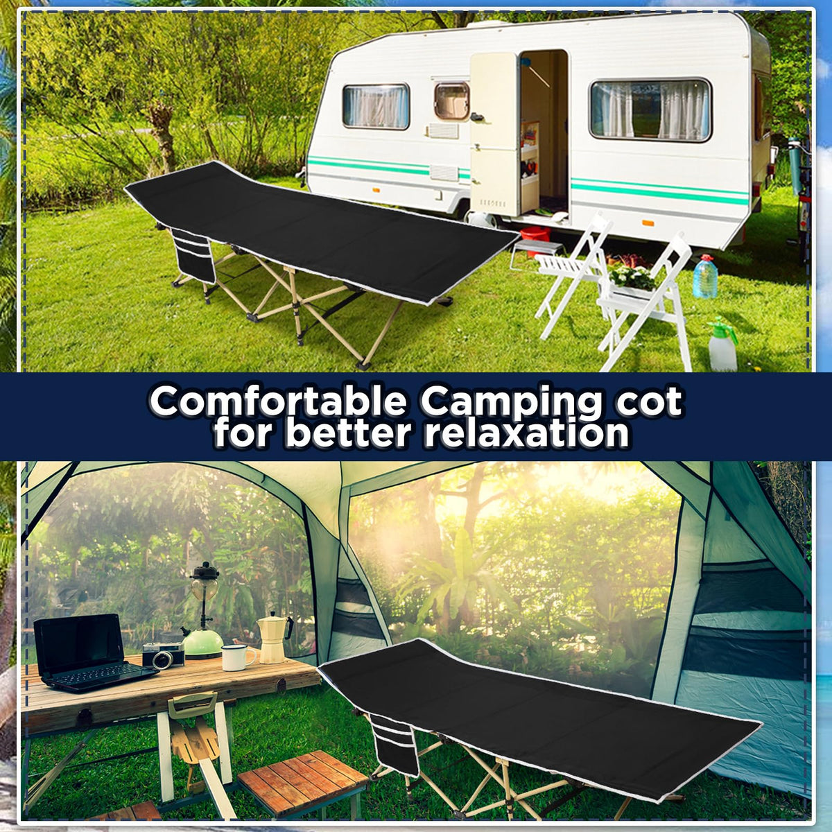 2 Pack Camping Cot with Carry Bag Z28936