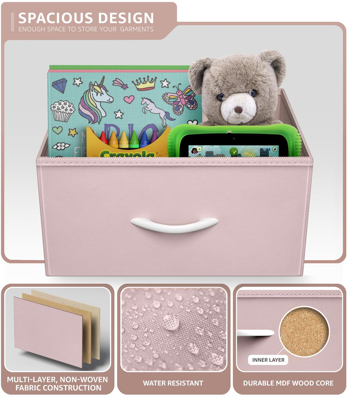 Pink 6 Drawer Fabric Dresser W44818