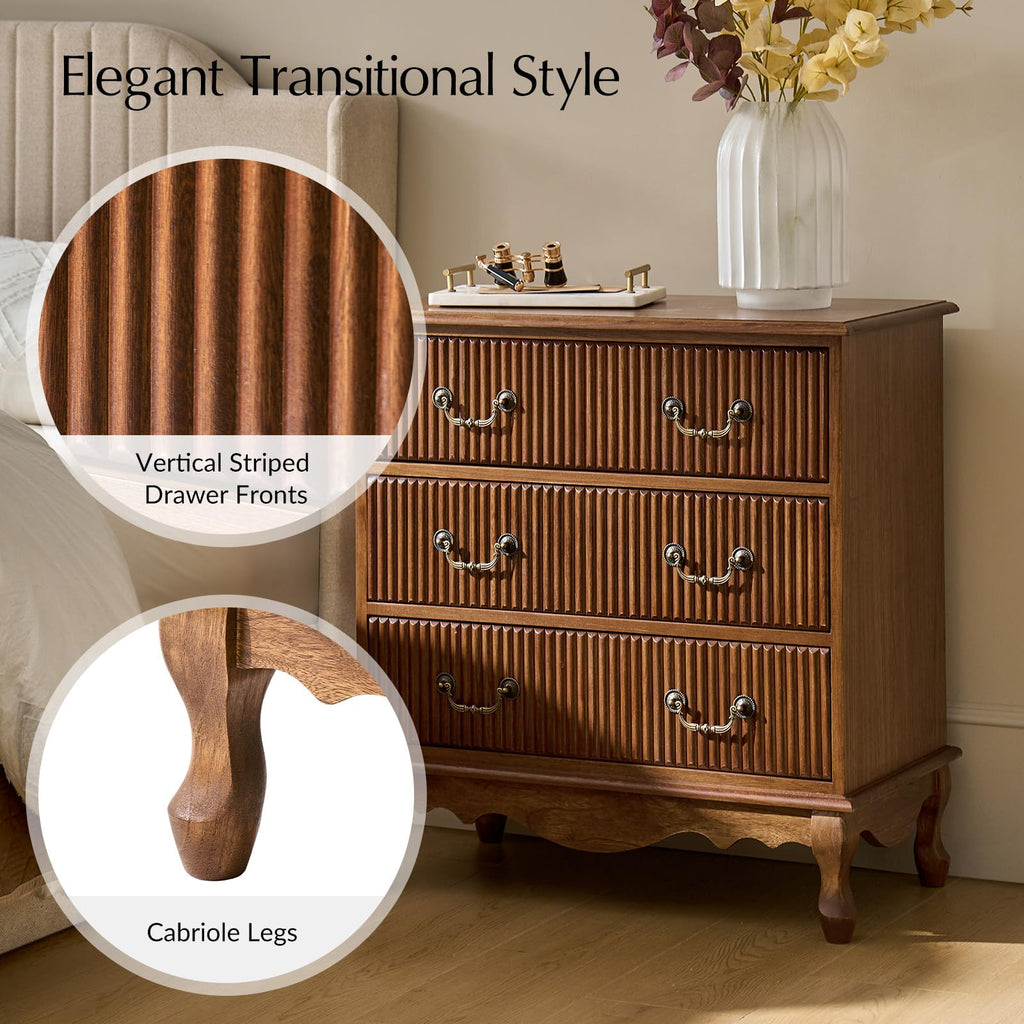 Set of 2 Wood Side Table with 3 Drawers and Charging Station D531134