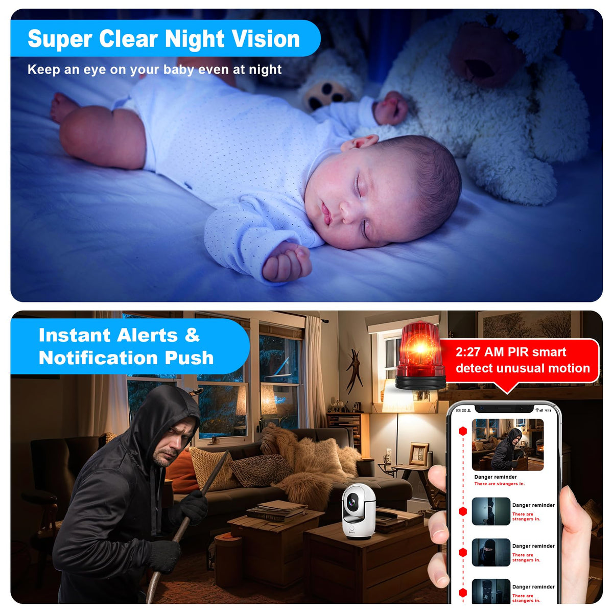 2K Pan/Tilt WiFi Indoor Security Camera with 2-Way Audio N148