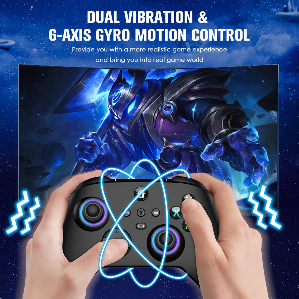 Wireless Controller with Hall Effect Joysticks, RGB Light, Dual Vibration, TURBO G101029