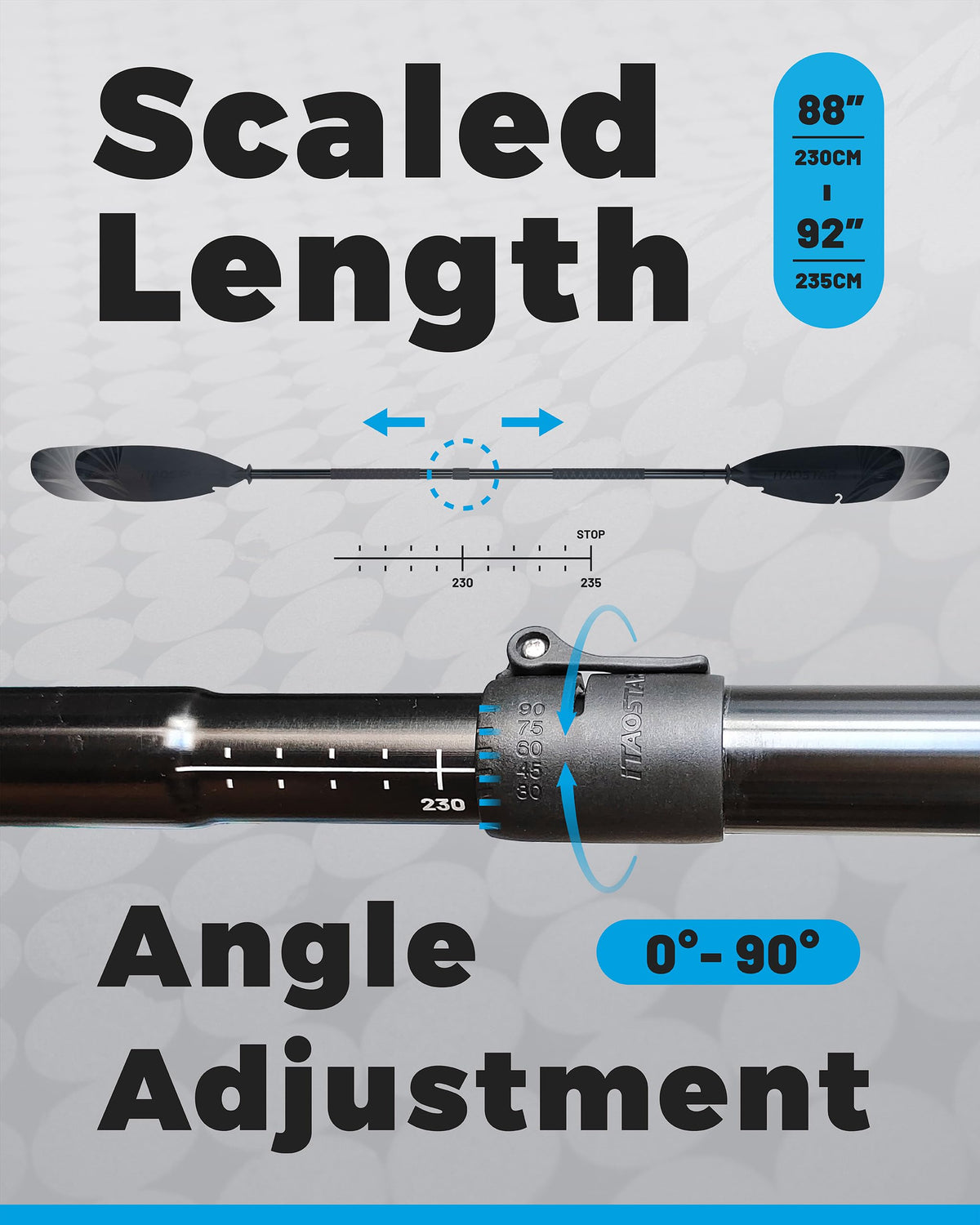 Adjustable Aluminum Kayak Paddle with Drip Rings O906938