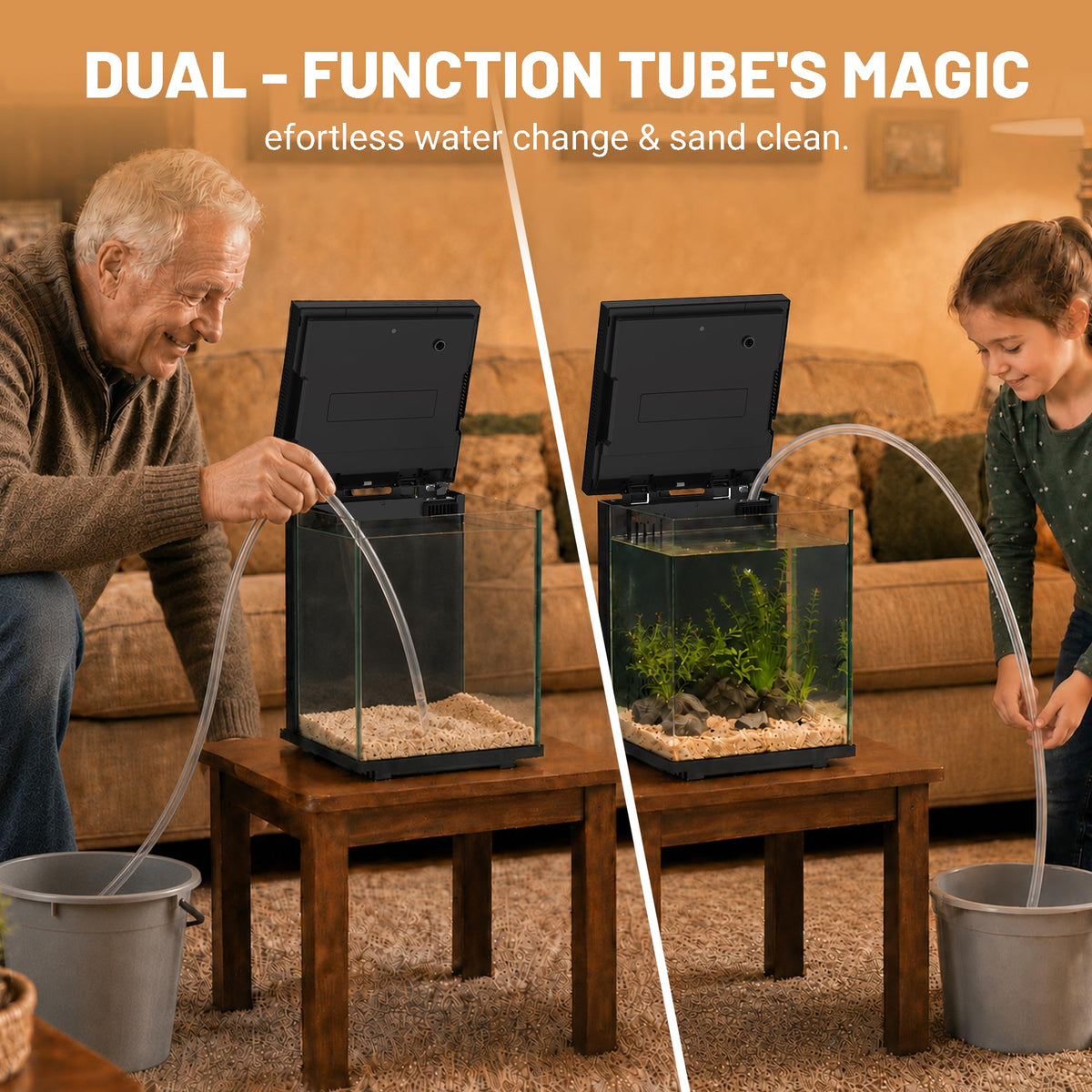 4 Gallon Ultra-Clear Glass Aquarium Kit with Auto Feeder N1123