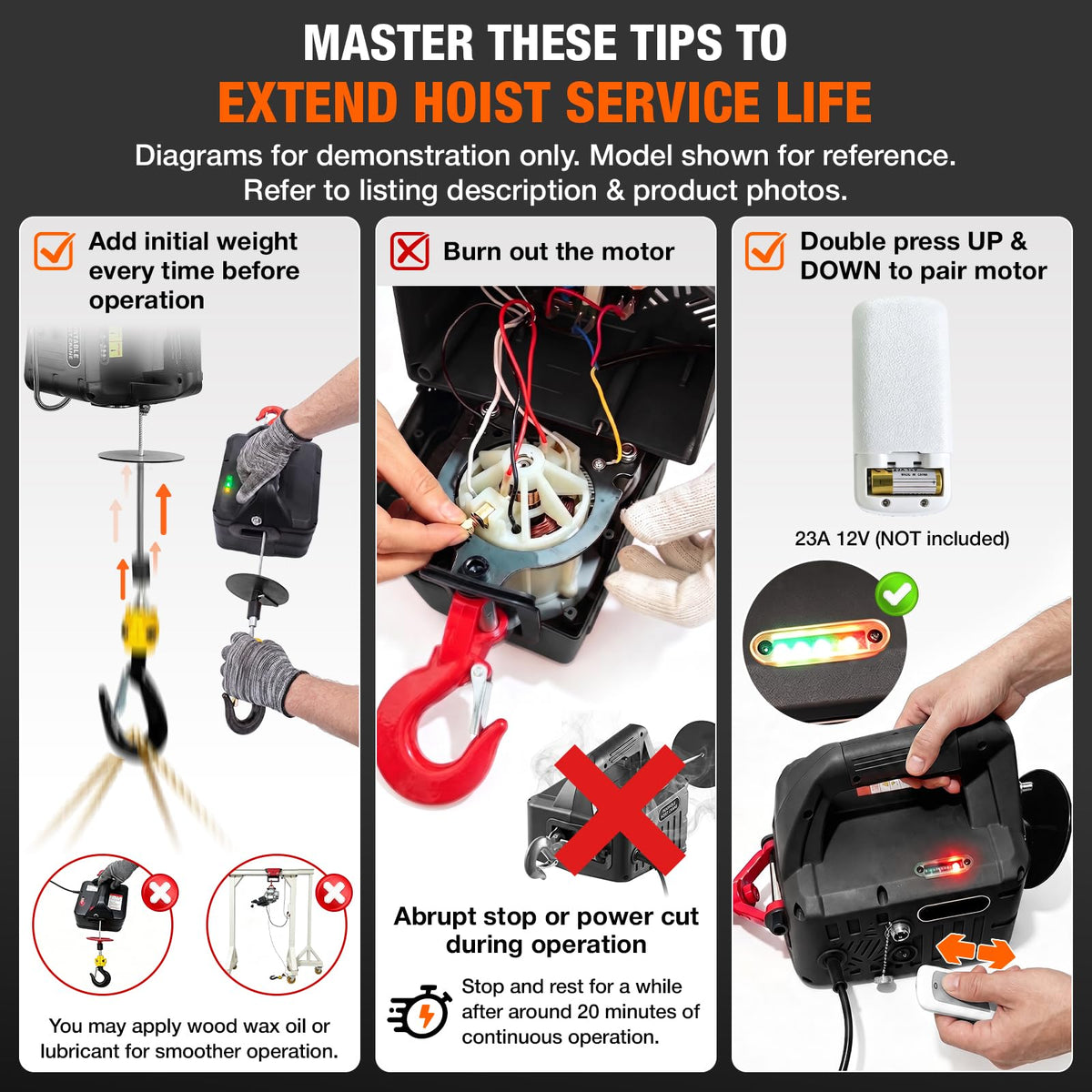 3-in-1 Electric Hoist 2200lb Capacity 110V F896498