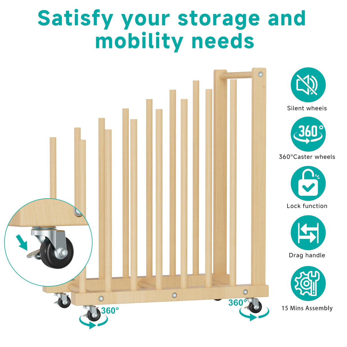 Canvas Storage Rack with Wheels and Handle Z49589