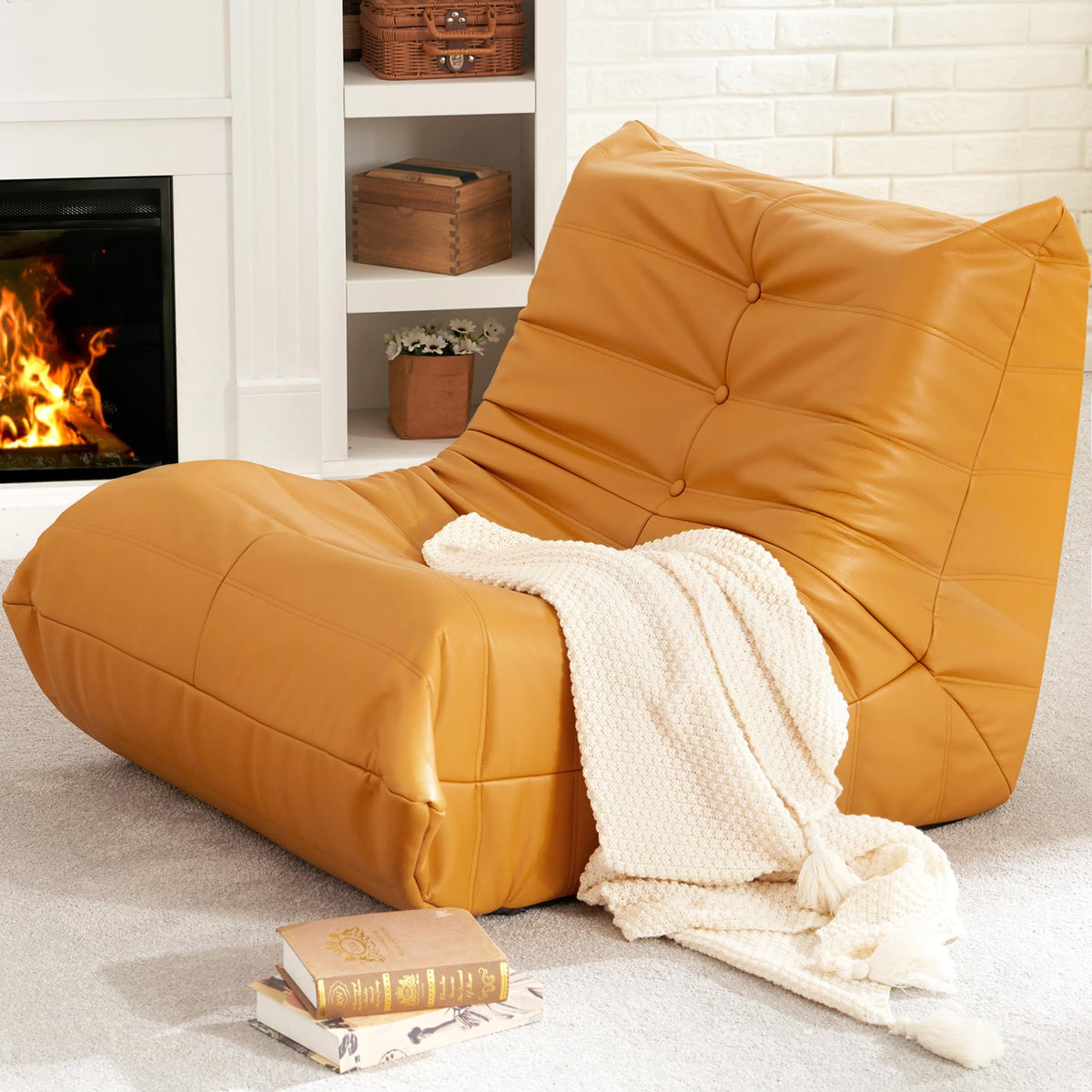 Leather Memory Foam Bean Bag Chair Q911544