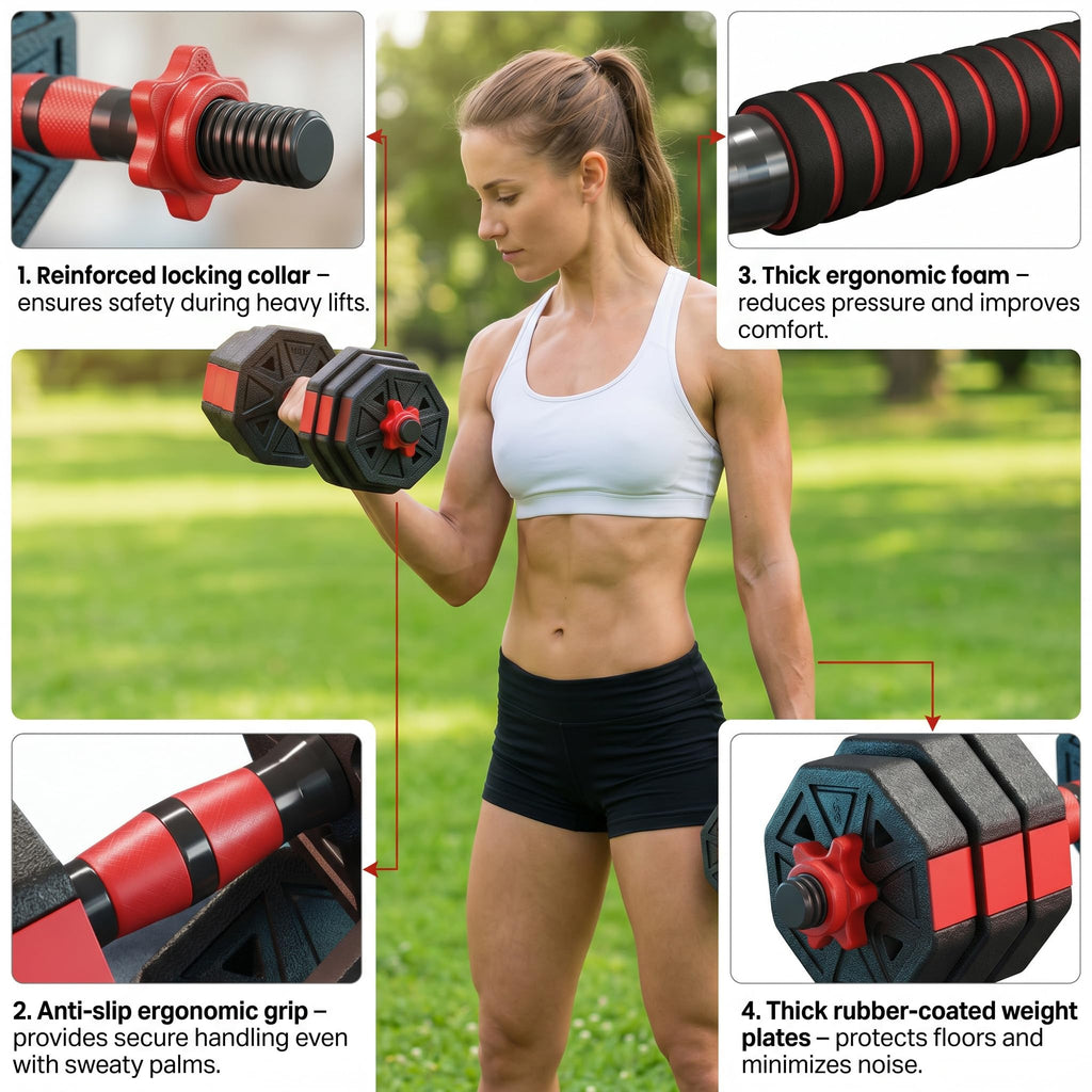 45LB Adjustable Dumbbell & Barbell Weight Set R3304