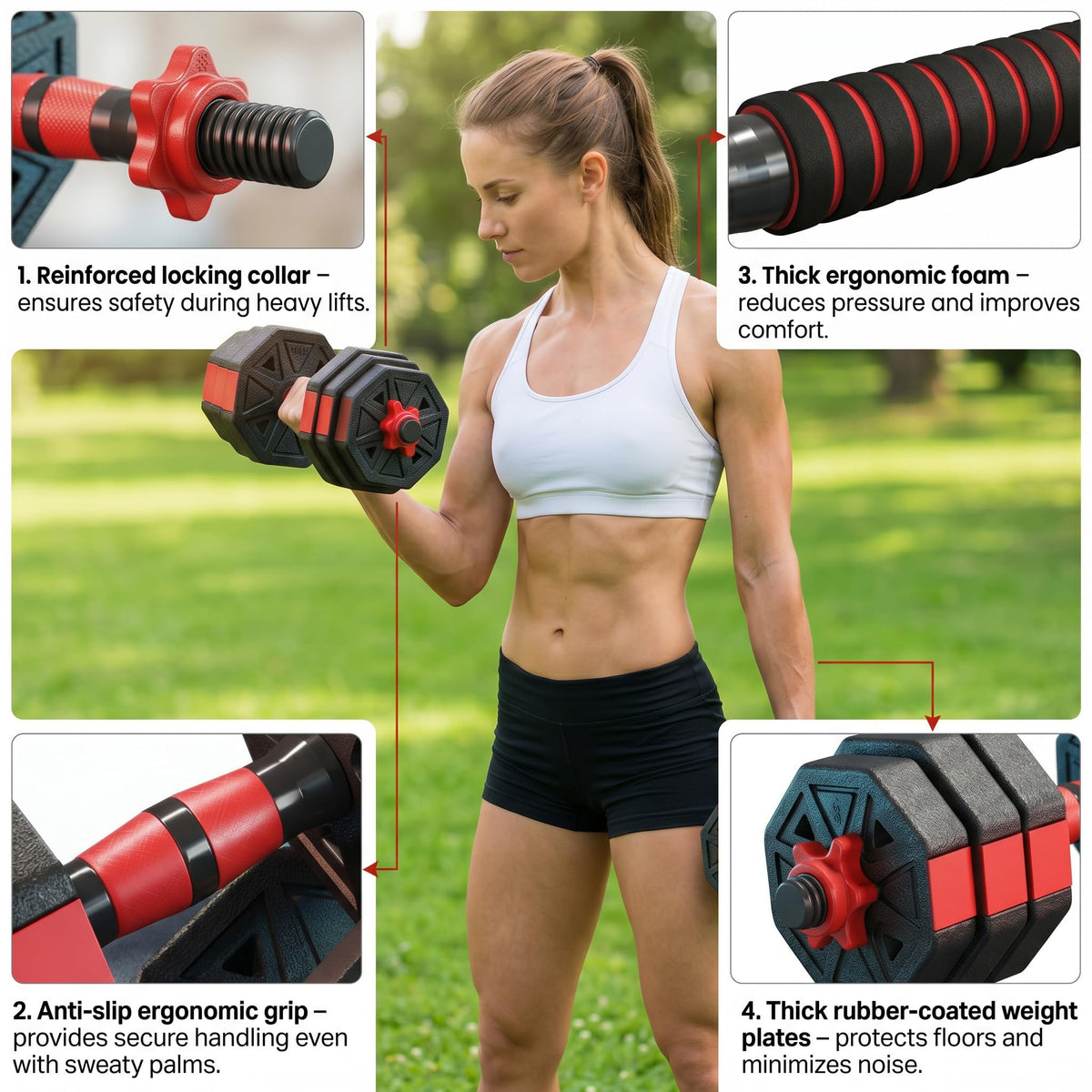 45LB Adjustable Dumbbell & Barbell Weight Set R3304