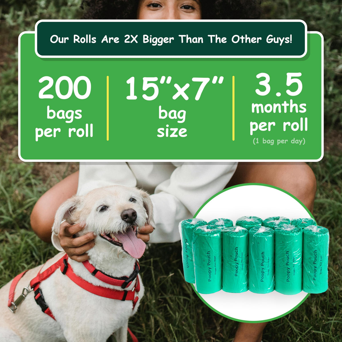 Lemon-Scented Tie-Handle Dog Poop Bags 2,000pcs W1733