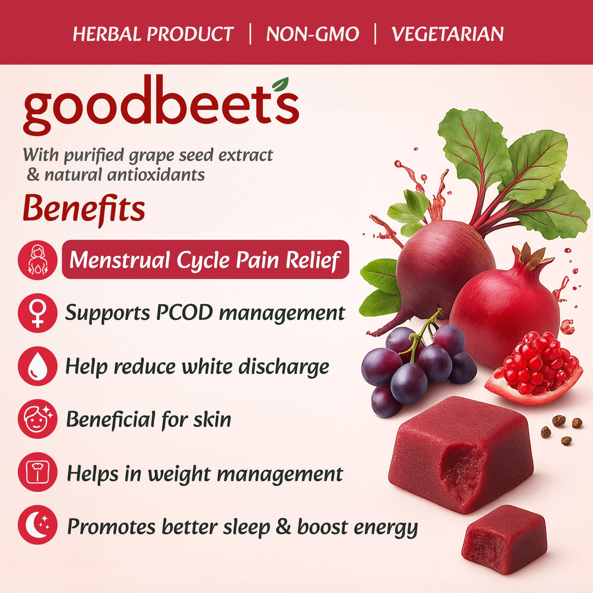 Non-GMO Grape Seed Extract & Beet Powder Soft Chews H228