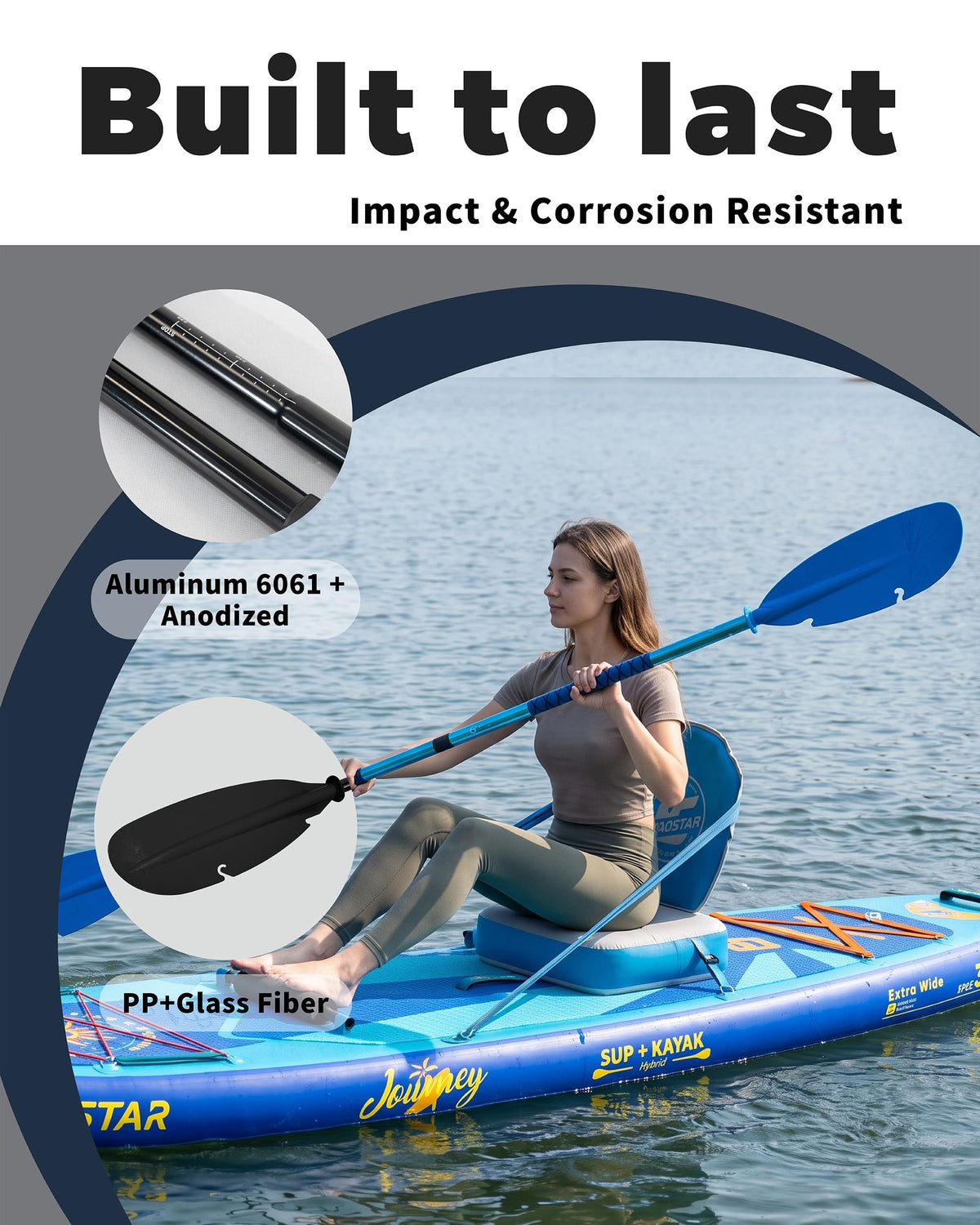 Adjustable Aluminum Kayak Paddle with Drip Rings O906938
