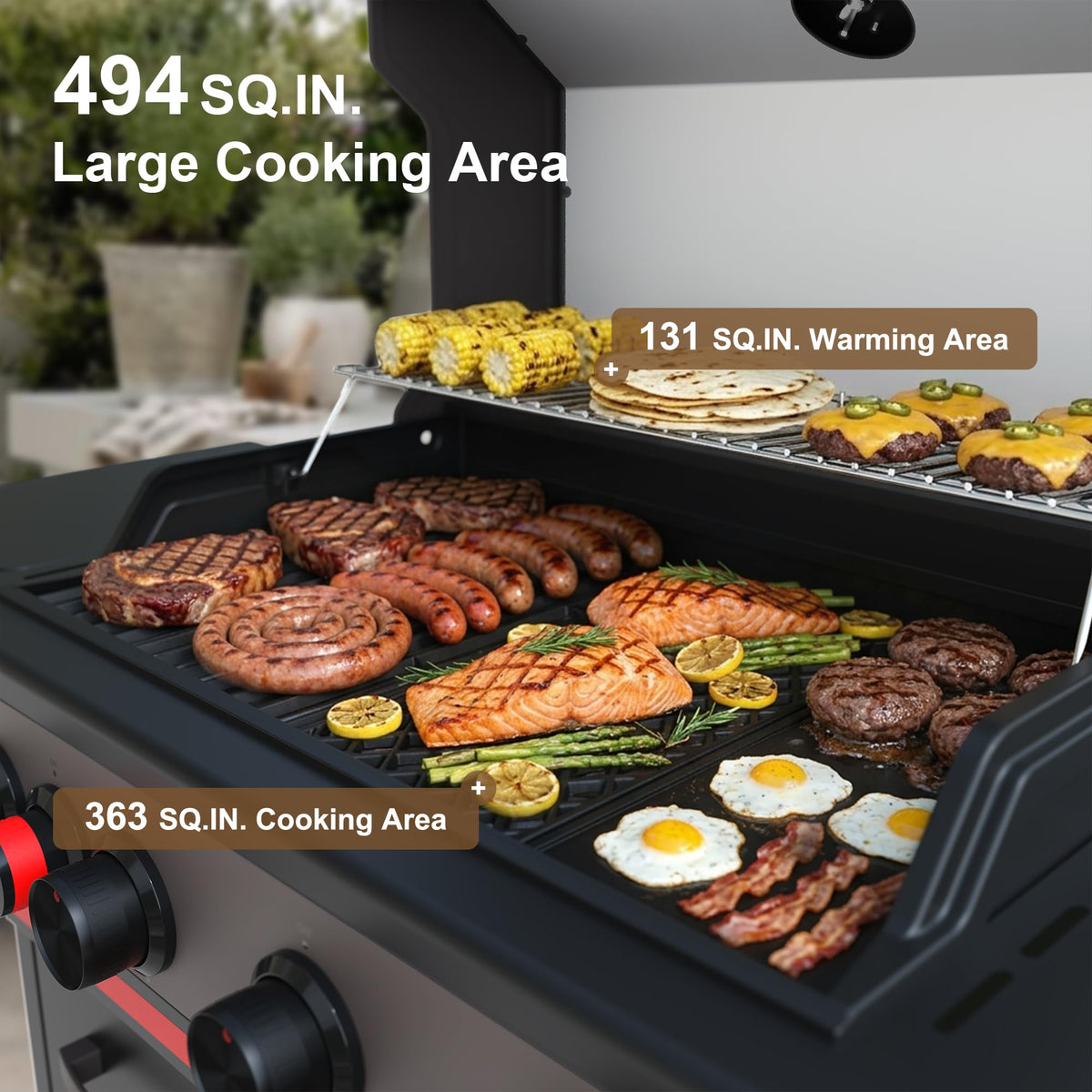 4 Burner Propane Gas Grill with Infrared Side Burner A52474