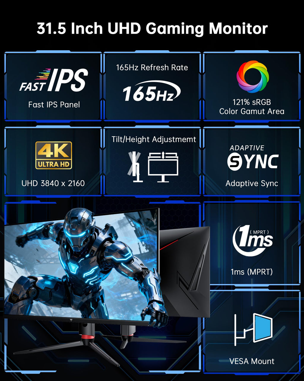 32 Inch 4K 165Hz UHD Fast IPS Gaming Monitor Z685