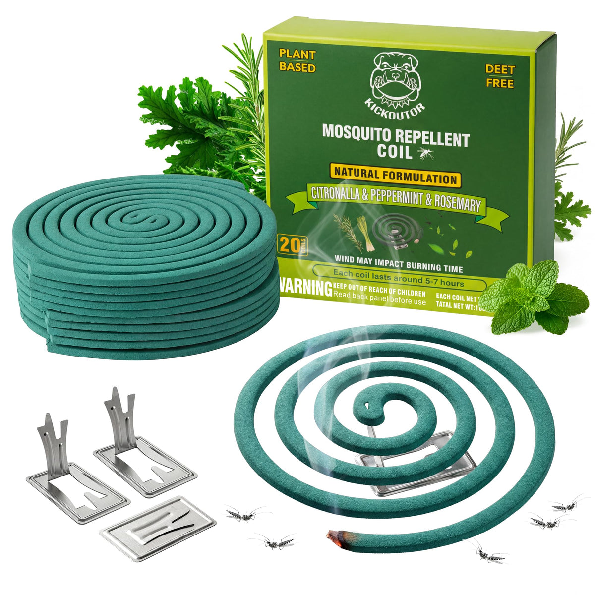 Mosquito Repellent Incense Coils with Citronella Oil, 20 Count J3310