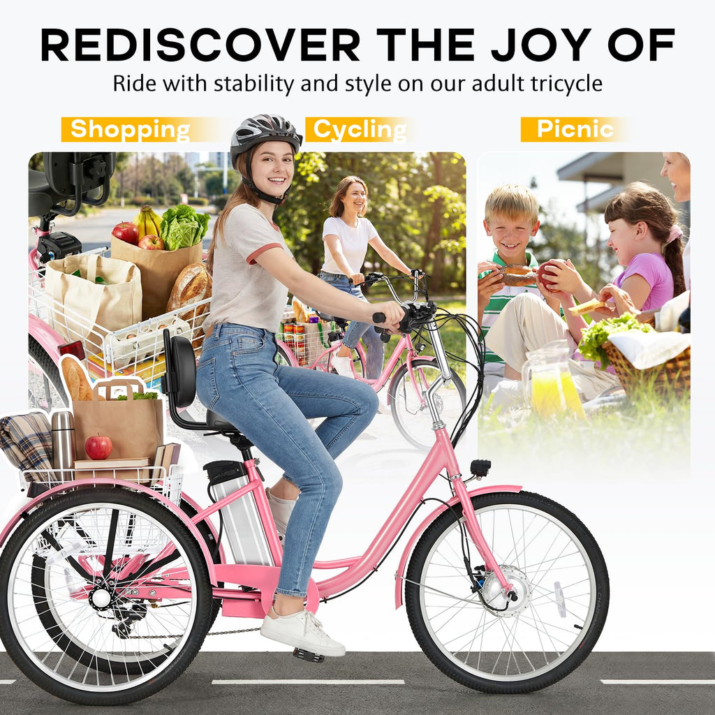 500W 3-Wheel Electric Trike with Removable Battery B58514