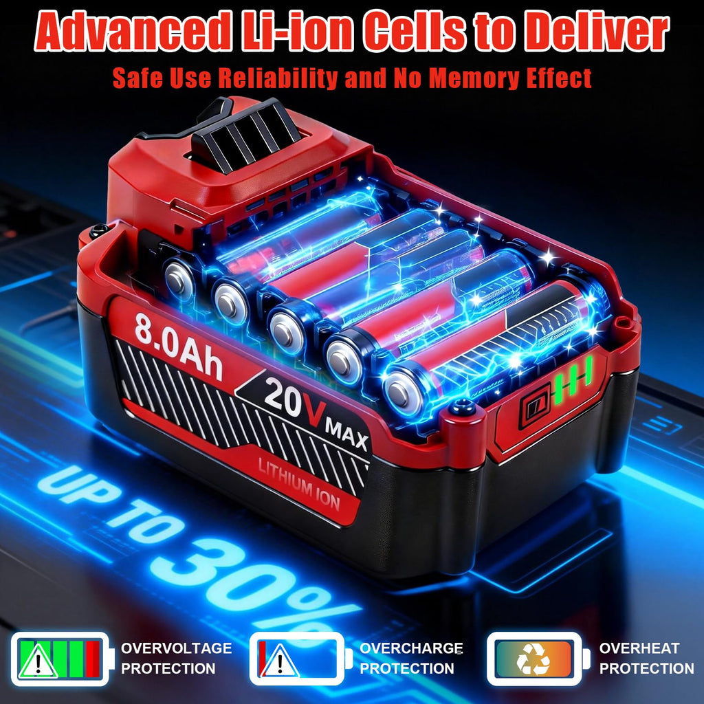 20V 8.0Ah Lithium ion Replacement Battery 2 Piece S57135