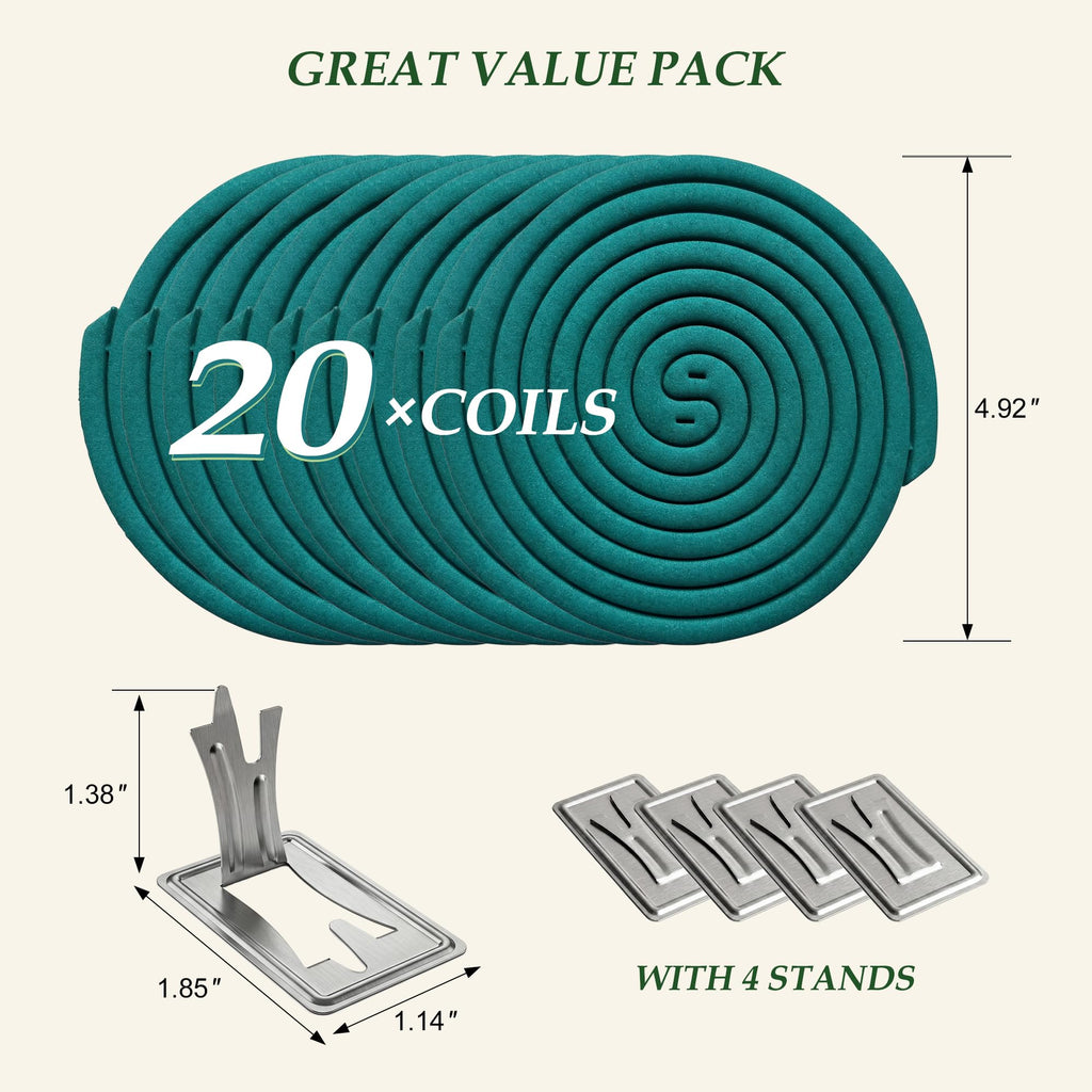 Mosquito Repellent Incense Coils with Citronella Oil, 20 Count J3310
