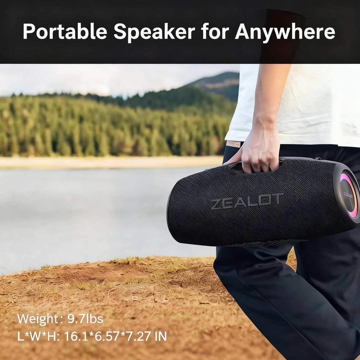Black 120W Portable Waterproof Bluetooth Speaker P874028
