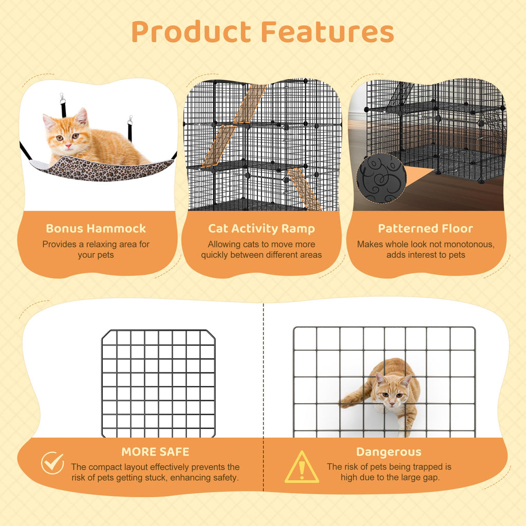4-Tier Metal Wire Cat Cage with Hammock K38005