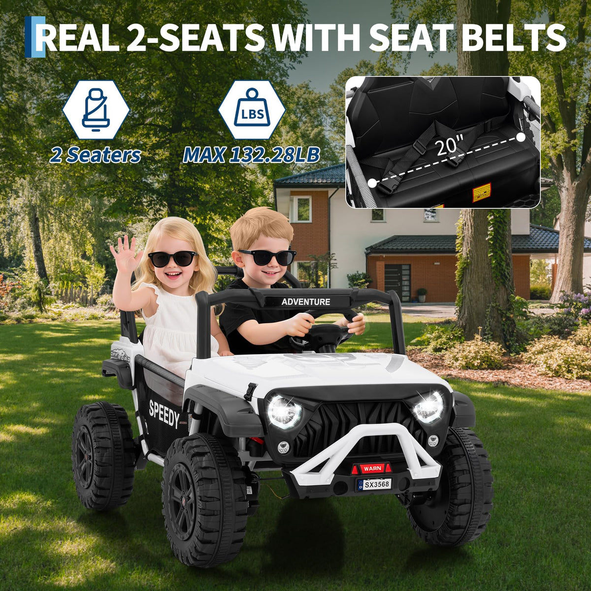 24V 4WD Electric Car 2 Seater UTV with Remote Control W913