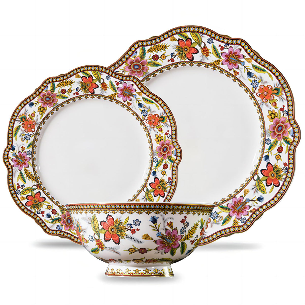 Fine China 12-Piece Dinnerware Set for 4 with 24K Gold Trim P725392