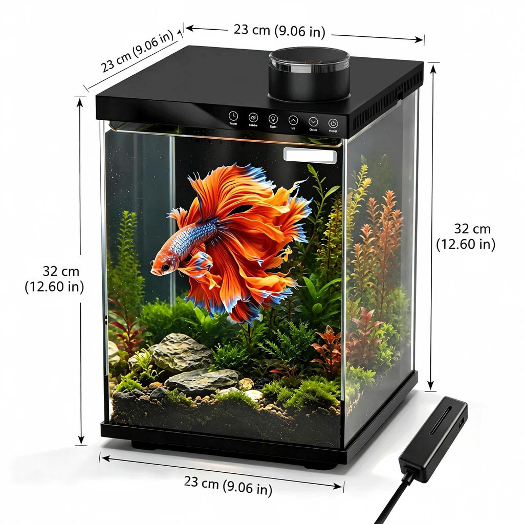 4 Gallon Ultra-Clear Glass Aquarium Kit with Auto Feeder N1123