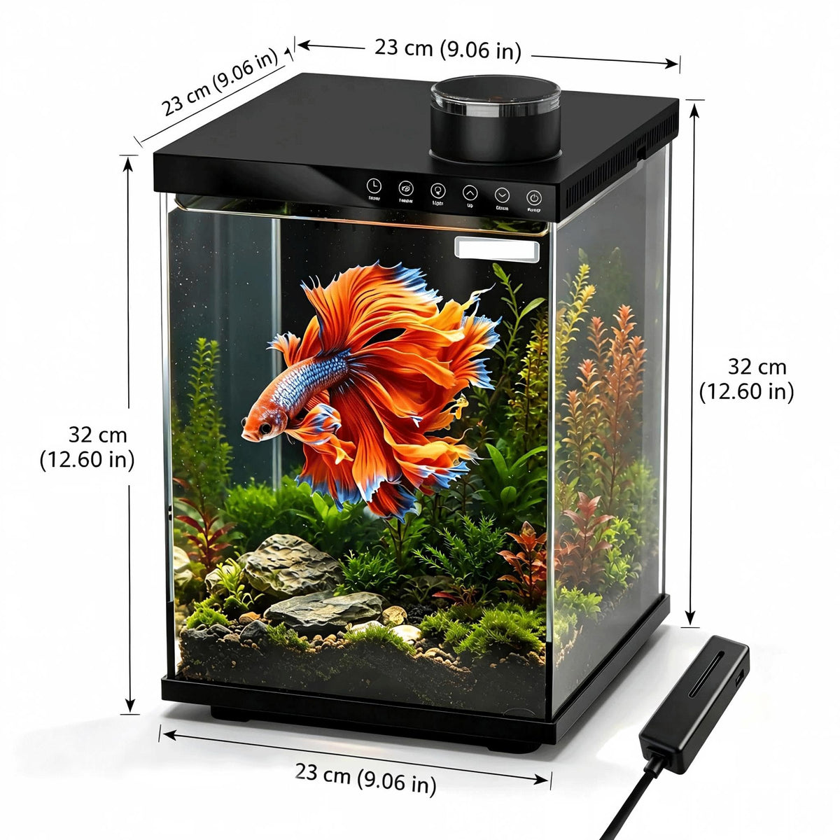 4 Gallon Ultra-Clear Glass Aquarium Kit with Auto Feeder N1123
