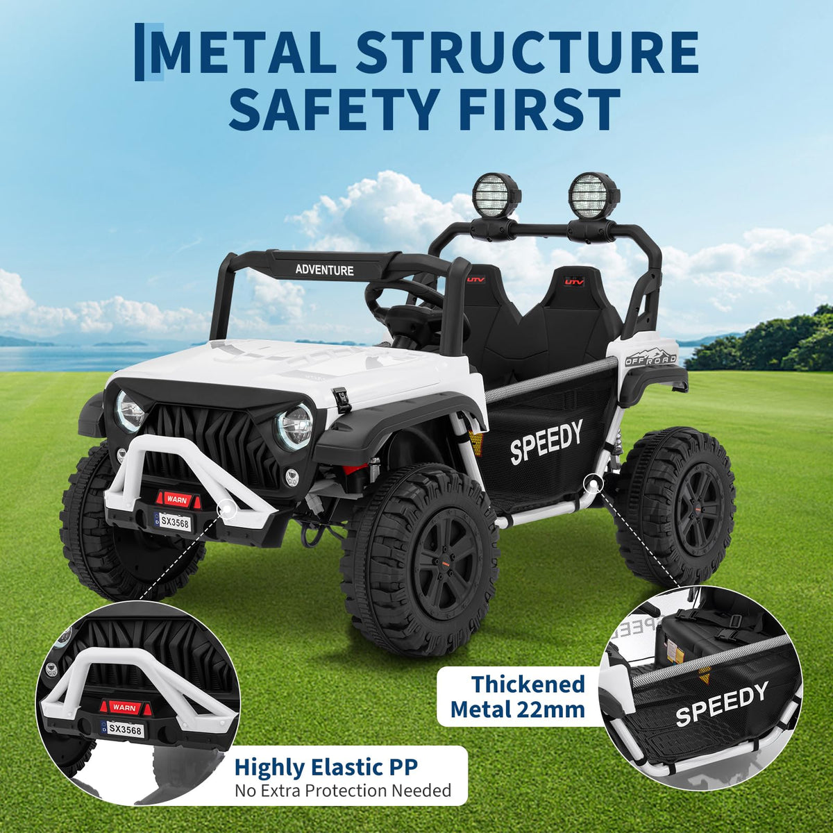 24V 4WD Electric Car 2 Seater UTV with Remote Control W913