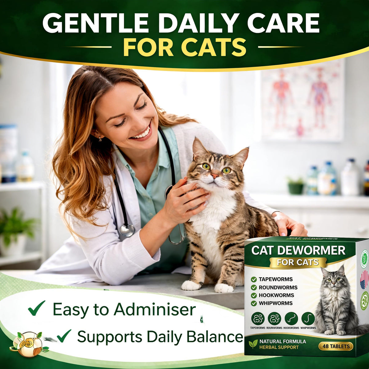 Broad Spectrum Cat Dewormer 48 Tablets Z36901