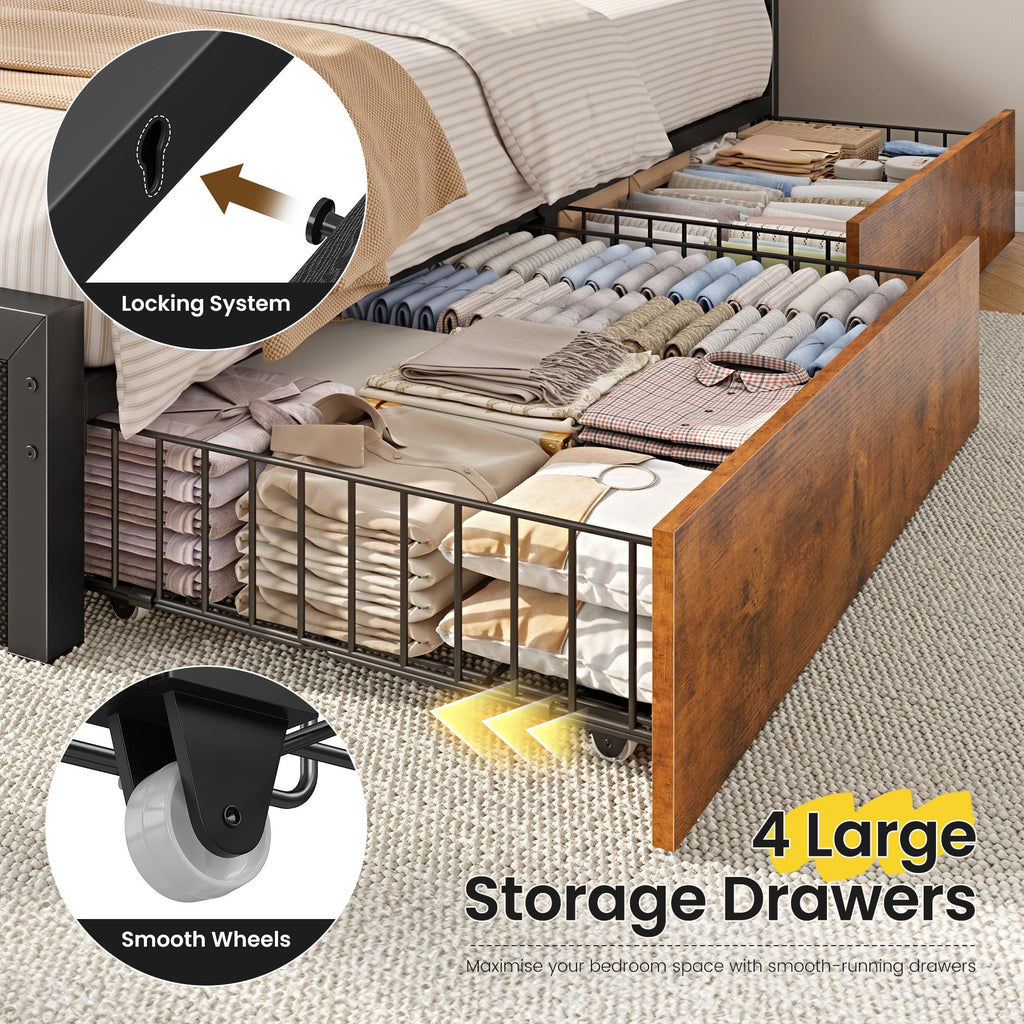 King Size Bed Frame with 4 Drawers G8970