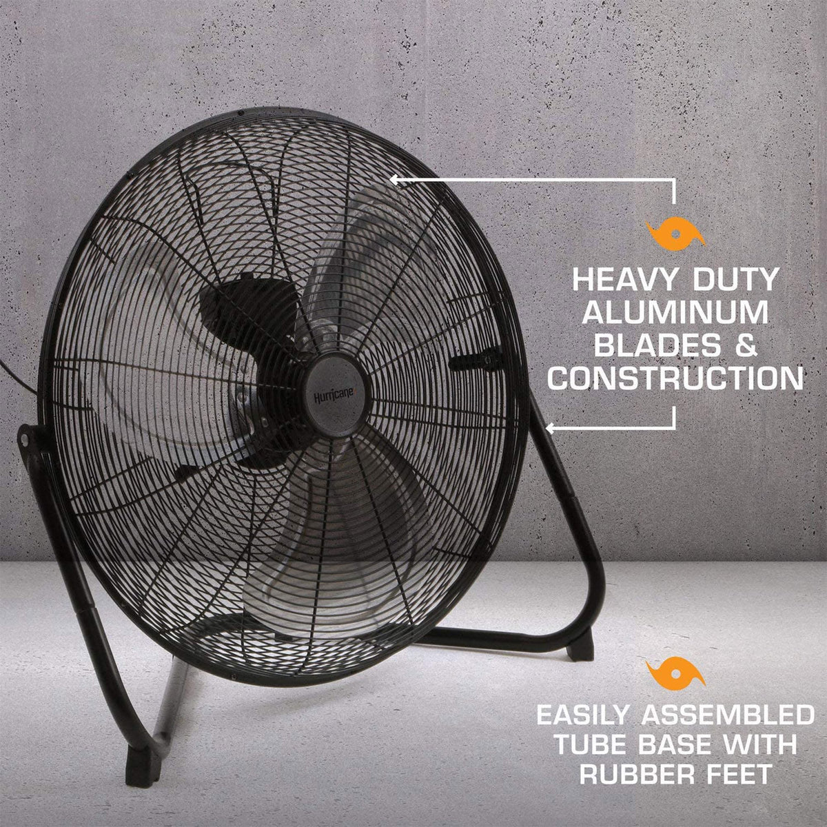 High Velocity Metal Blade Floor Fan, 3 Speeds, Black, 20in C185
