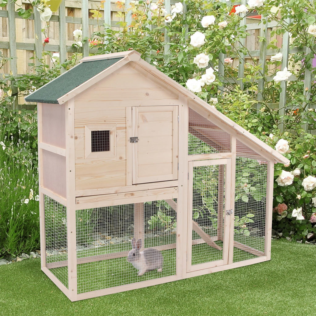 55 Inch 2-Tier Wooden Rabbit Hutch M272