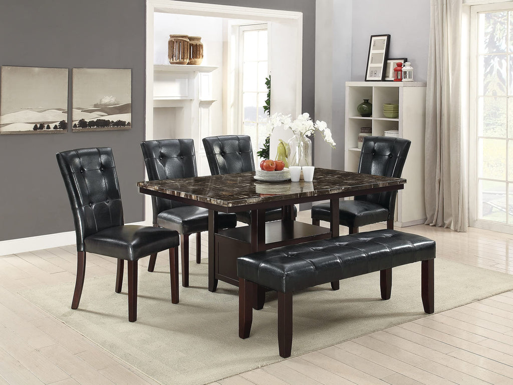 Set of 2 Black Faux Leather Tufted Dining Chairs A5211