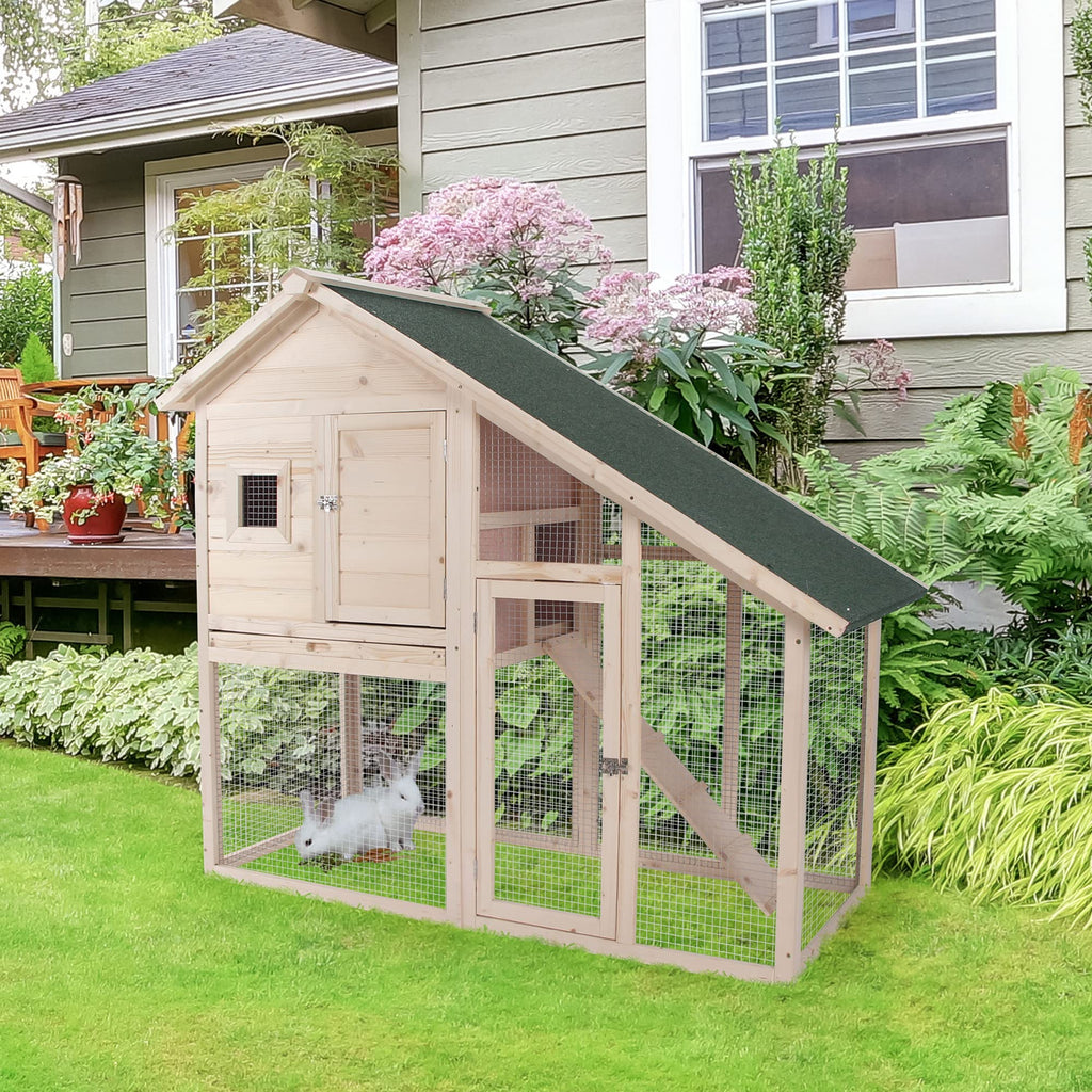 55 Inch 2-Tier Wooden Rabbit Hutch M272