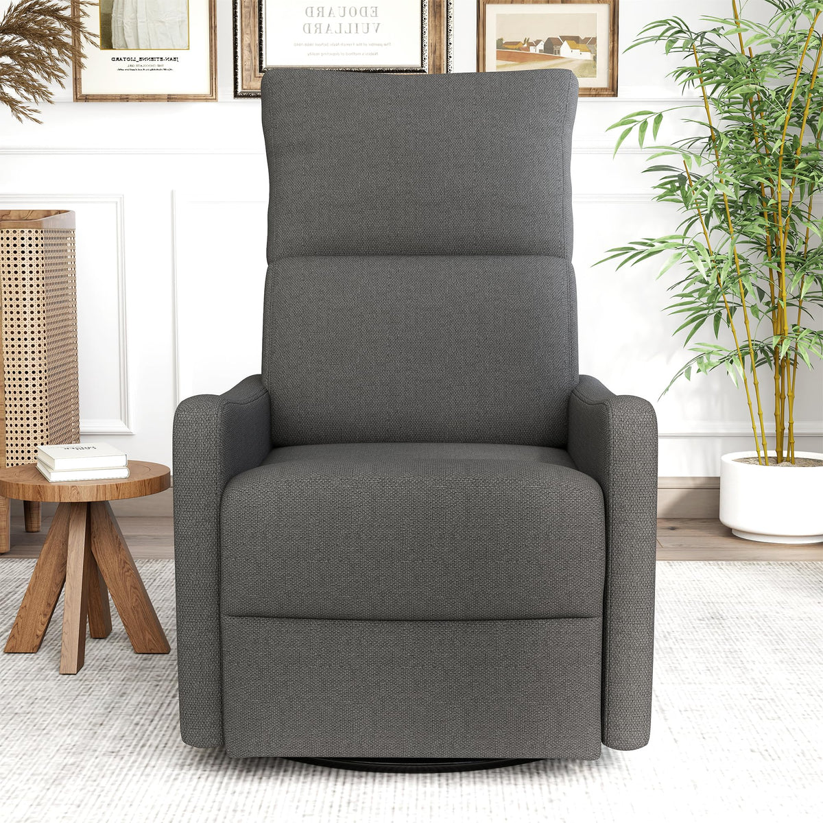 Dark Gray Velvet Swivel Recliner Chair K244