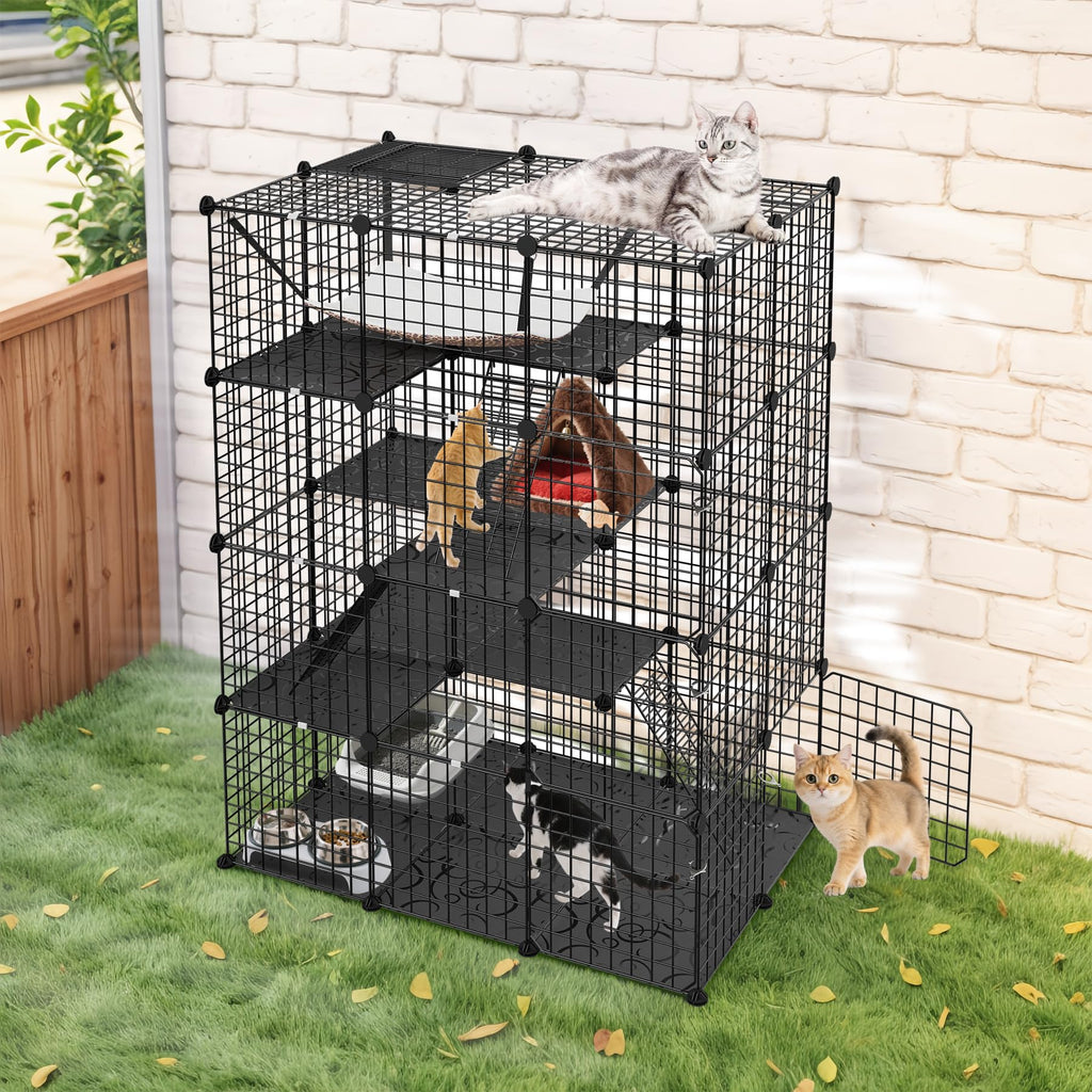 4-Tier Metal Wire Cat Cage with Hammock K38005