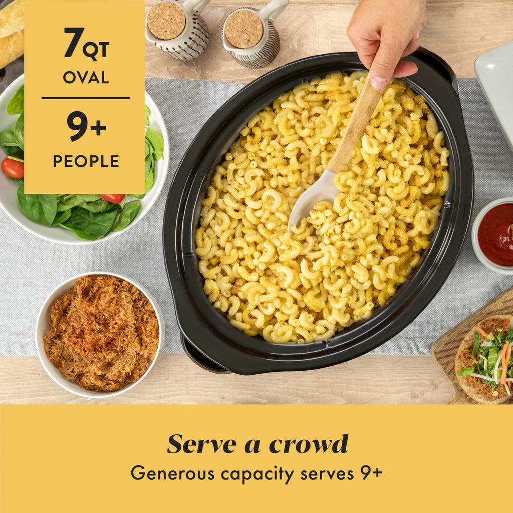7-Quart Manual Slow Cooker, Family Size, Removable Stoneware, Dishwasher Safe, Stainless Steel D111